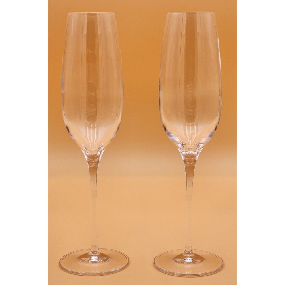Tiffany & Co. ~ Elegant Crystal Glassware ~ Champagne Flutes ~ Set of 2